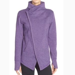 Zella Purple Snowdrift Asymmetrical Healthered Thick Full Zip Sweater Jacket XS - Picture 1 of 11