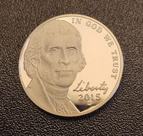 2015 S Proof Jefferson Nickel - From a Proof Set - Free Shipping Cover