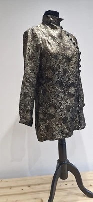 VINTAGE 1930s lame blouse / jacket mandarin collar antique - Image 1 of 4