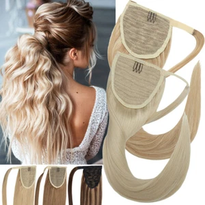 CLEARANCE Wrap On Ponytail Clip In Pony Tail Russian Remy Human Hair Extensions - Picture 1 of 80