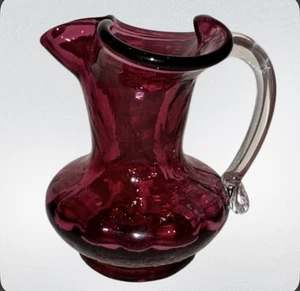 Vintage Mini Cranberry Glas Krug Vase - Bild 1 von 9