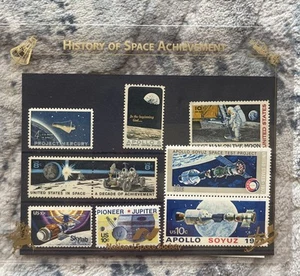 History of Space Achievement 9-Stamp Sheet w/COA Mint w/8c Pair - Picture 1 of 2