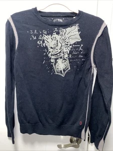Guess Boys Large Black Grey Accents Graphic Sweater - Picture 1 of 8
