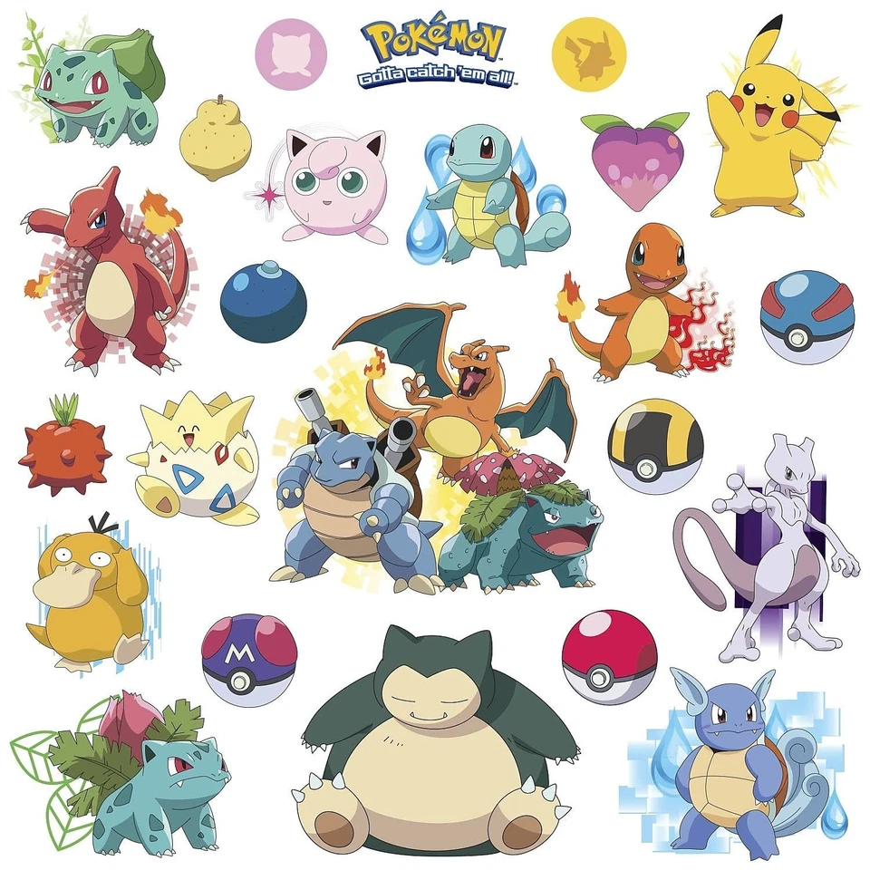 Pokemon 24pc Removable & Repositionable Wall Decals