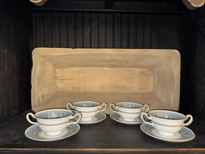 Wedgwood Florentine Turquoise Cream Soup &  Undeplates (4) - Picture 1 of 3