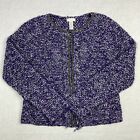 Chicos Womens Purple Wool Alpaca Blend Knit Sweater Size 0 Hook Loop Closure