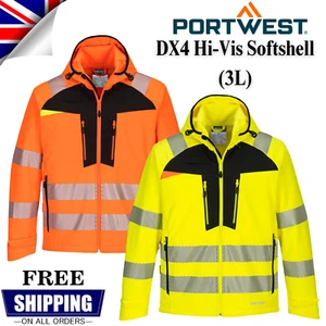 Portwest DX4 Hi-Vis Softshell wasserdicht atmungsaktiv winddicht Arbeitsjacke - Bild 1 von 15