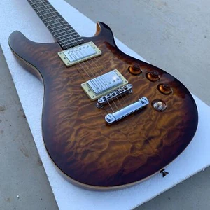 Hot Sale Factory Brown Quilted Maple Top Electric Guitar Birds Inlay, 2 Pickups - Picture 1 of 5