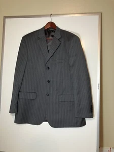 Evan Picone Sport Coat Blazer Mens 42R Grey Pinstriped 3 Button Lined Wool - Picture 1 of 8