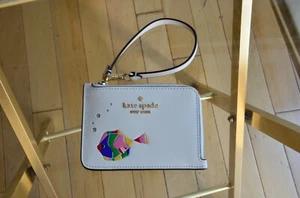 Kate Spade KG671 What A Catch Small Card Holder Wristlet White Fish - Picture 1 of 9
