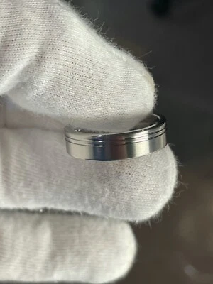 Pinstripe Groove Cut Ring, Solid Titanium Band, Made to Order, 6mm - Image 1 of 4