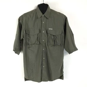Columbia PFG Bonehead Short Sleeve Shirt Men's Medium Olive Button Up Fishing - Picture 1 of 11