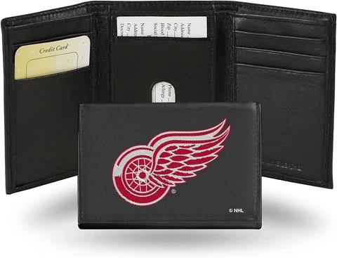 Detroit Redwings NHL Embroidered Leather Trifold Wallet Cover