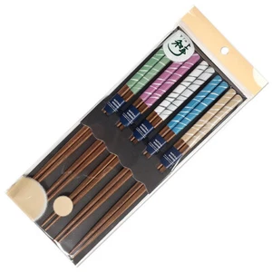 Juego de 5 pares de palillos japoneses de laca de madera de 9" para el pelo líneas hechas en Japón - Imagen 1 de 1