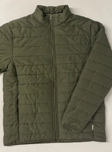 Voyager Men's Polar Fleece Lined Puffer Jacket GREEN Water Resistant MEDIUM Zip - Picture 1 of 8