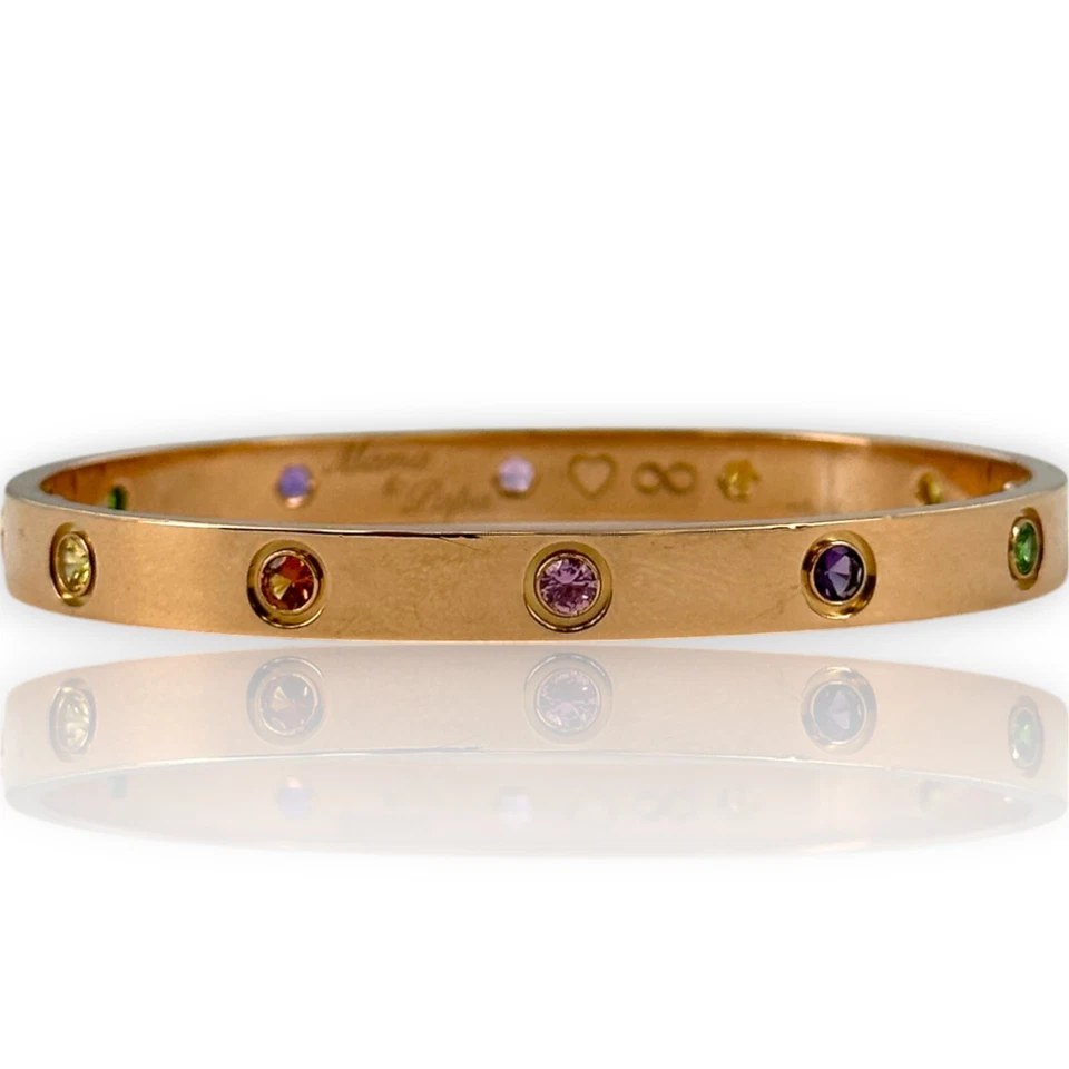 Cartier Love Collection Retired 18kt Rose Gold 10-Gemstone Love Bracelet  Sz 17 - Image 1 of 4