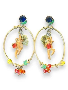 Les Nereides Chandelier Affe Marienkäfer Neuheit Emaille goldfarben Charm Ohrringe - Bild 1 von 6