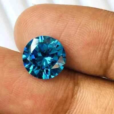 Loose Gemstone  3 Ct + Round Cut Fancy Blue Diamond Quality VVS1 +1 Free Gift - Image 1 of 4