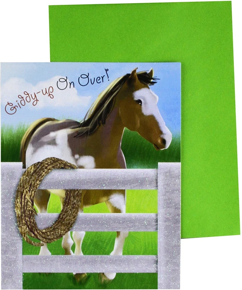 Horse Invitations Amscan 8CT w/ Envelopes Giddy-Up On Over - Image 1 of 1