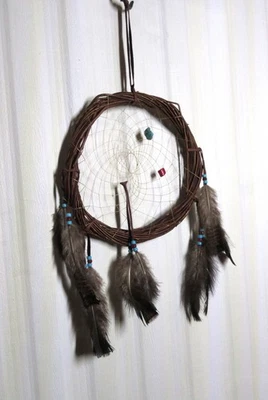 Atrapasueños de vid nativa americana, 11" x 11", turquesa, coral certificado de autenticidad #dc11 Foto 1 de 4