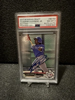 Bowman Draft 2017 Vladimir Guerrero Jr (RC) autógrafo firmado PSA 8/CERTIFICADO ADN Foto 1 de 4