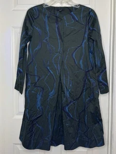 Damen COS grün blau bedruckt A-Linie L/S Stretch Baumwolle Kleid Größe 4 gebraucht, in einwandfreiem Zustand - Bild 1 von 3