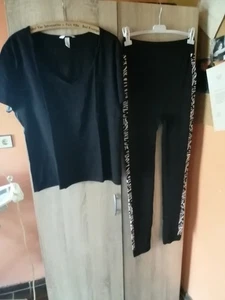 Damen Set Legging+Shirt, Schwarz .XL-T-Shirt Baumwolle,Legging Polyester H&M - Bild 1 von 3