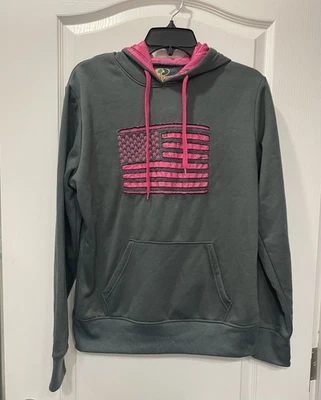 Mossy Oak Women’s Hoodie Size Medium Pink American Flag - Image 1 of 4