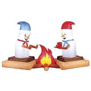 7' LED Snowmen Campfire S'mores Christmas Inflatable Outdoor Yard Holiday Decor - Picture 1 of 9