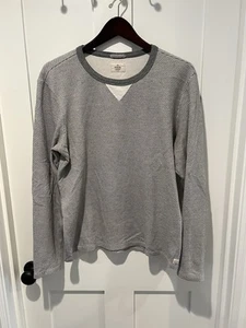 Marine Layer Evans Crew Heather Gray Striped Long Sleeve Pullover Shirt- Medium - Picture 1 of 5
