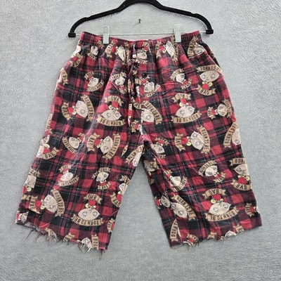 Family Guy Hombres Ropa de dormir M Rojo Pijama Pantalones Franela a Cuadros Stewie Y2K LEER Foto 1 de 4