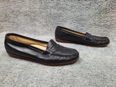 Mocasines SAS Penny para mujer talla 9,5 M guiño cuero negro sin cordones informales cómodos zapatos Foto 1 de 4
