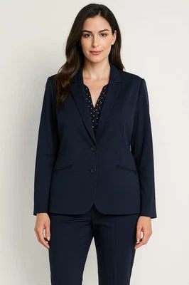 CHICOS jacket blazer knit stretch two button business career navy blue XL 3 - Image 1 of 4