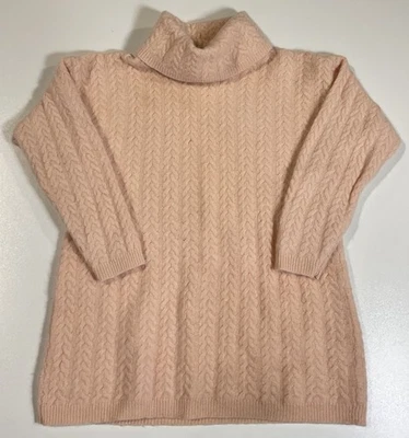 Suéter Vintage Wainscott Rosa Tejido con Cable Cuello Alto Talla M Angora Preppy Años 80 Foto 1 de 4