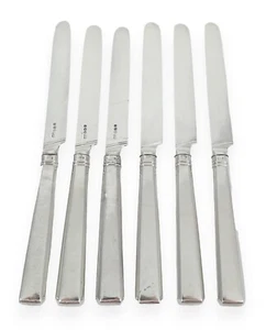Antique Georgian 1808 Set of 6 Sterling Silver Fruit Dessert Knives Knife Entree - Picture 1 of 11