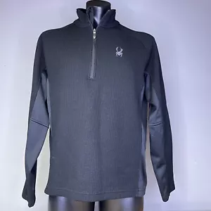 Spyder Black Outbound Core Sweater Men's Large 1/2 Zip Fleece Lined Pullover - Picture 1 of 14