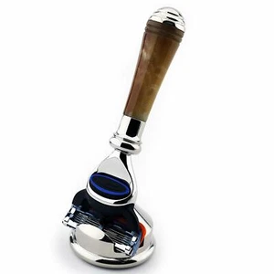 Artificial Horn Luxury Handle 5 Edge Razor & Stainless Steel Stand - Picture 1 of 5