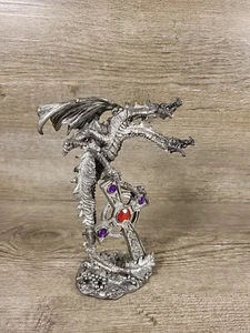 2 Kopf Drache Keltenkreuz Figur Metall Zinn 6" schwer (beschädigt) 23S - Bild 1 von 16