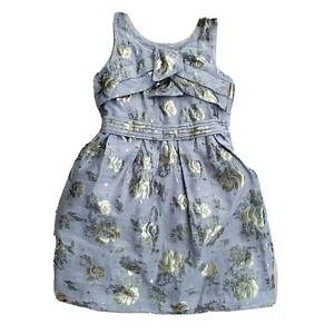 Juicy Couture Girls Dress Party 10 8 M Taupe Gold Floral Party Dressy Metallic - Picture 1 of 8