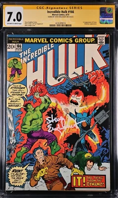 INCREDIBLE HULK #166 - 8/73- SIGNATURE SERIES SIGNED BY STEVE ENGLEHART -CGC 7.0 - Image 1 of 2