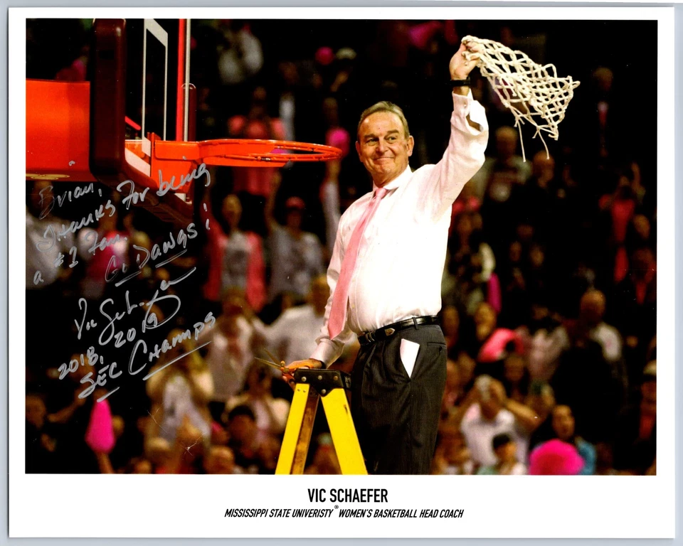 Vic Shaefer Hand Signed 8 x10 Photo - Mississippi State Univ. Women's Head Coach - Image 1 of 2