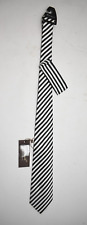 St. Patrick Mens Tie & Hanky Set MT46-1 Black and Silver Striped Microfiber 3.5"