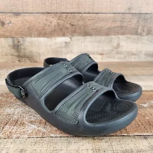 Crocs Yukon Mesa Sandals Men Sz 11 Black Slides 2 Strap Casual Open Toe Comfort - Picture 1 of 10