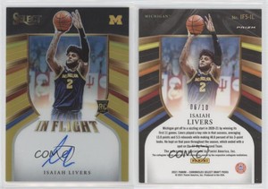 2021 Panini Chronicles Draft Picks Gold Prizm /10 Isaiah Livers Rookie Auto RC