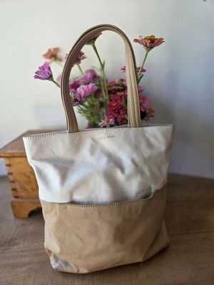 Bolso de Hombro Cole Haan Blanco Tostado Azul Marino Grande Profundo Bolso de Mano Boho Foto 1 de 4