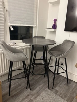 Dahlia Grey Top, Black Legs Round High Bar Table - Image 1 of 2