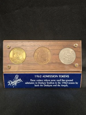 1962 Los Angeles Dodgers Admission Tokens Set of 3 Tokens 2 Adult 1 Child Token - Image 1 of 4