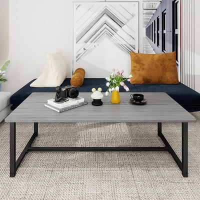 Farmhouse Coffee Table Rectangular Center Table for Living Room Table Wooden Tab - Image 1 of 4