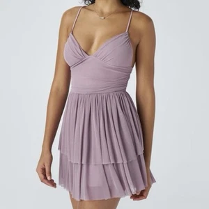 Halara Mini Dress Lace Up Layered Ruched Flowy Fairycore Boho Womens Medium - Picture 1 of 13
