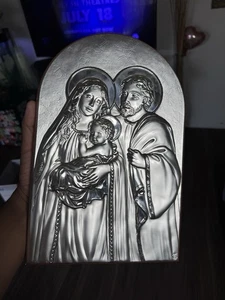 Don Luigi Sturzo Sterling - Mary, Joseph, and the infant Jesus Portrait 20x30cm - Picture 1 of 7